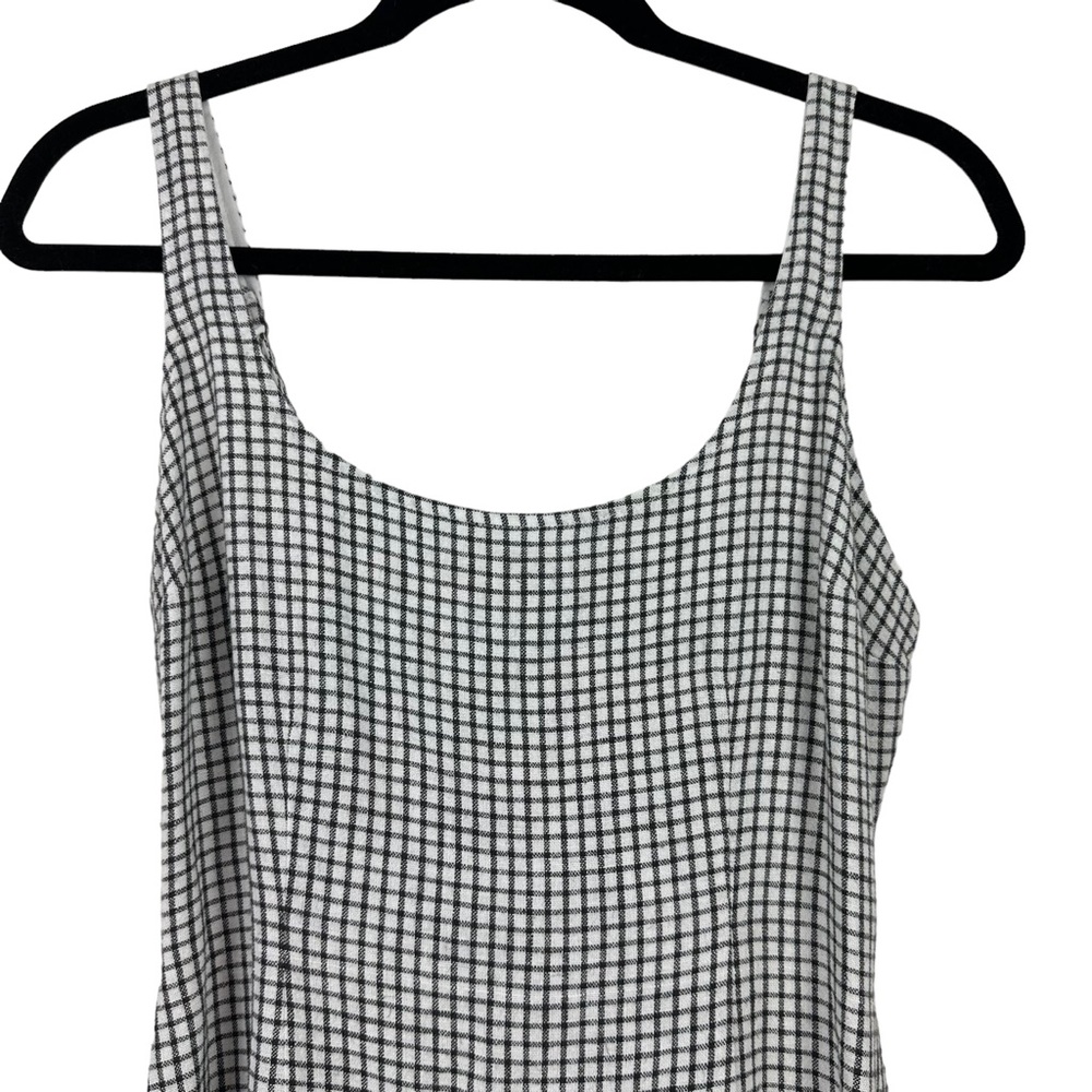 Abercrombie & Fitch Sz S Black White Check Linen Blend Mini Dress w/ Hair Tie - Picture 3 of 15